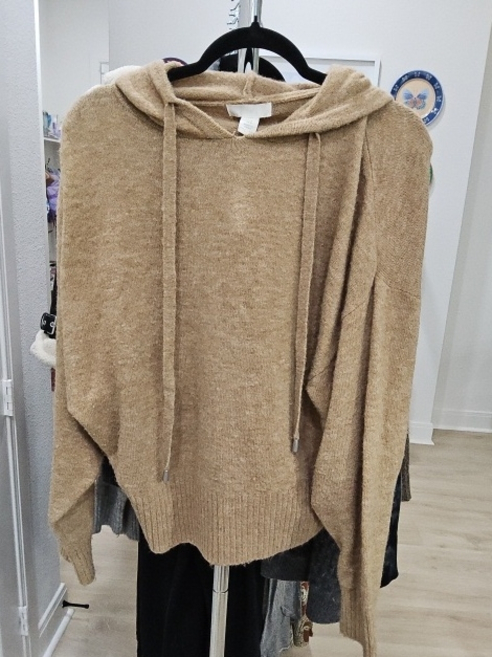 H&M Camel Hooded Dolman Sweater